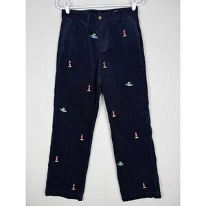 Vineyard Vines Womens 18 Navy Corduroy Embroidered Lighthouse Boat Pants 3P0078